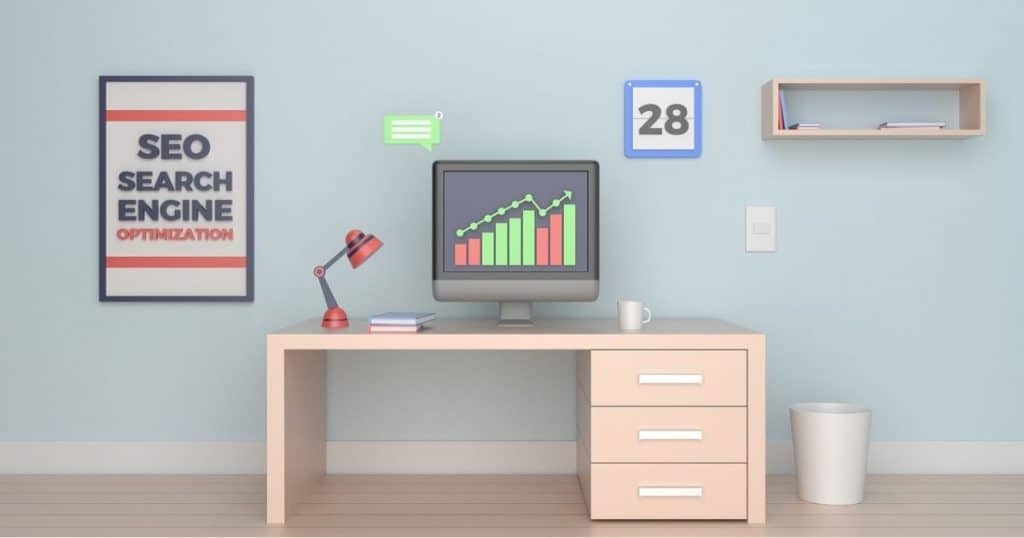 Bureau avec un tableau SEO