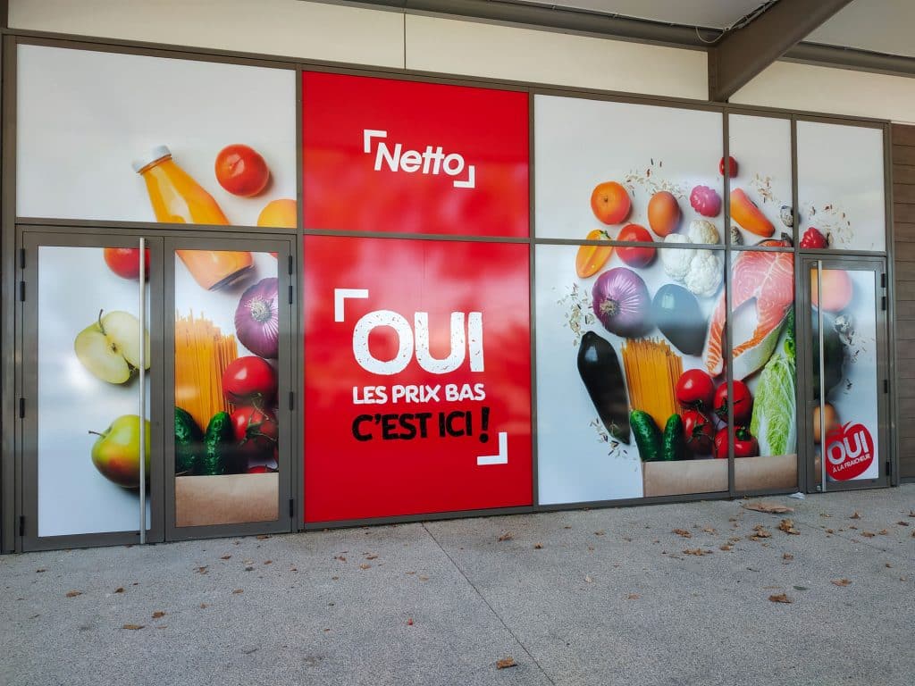 Vitrophanie Netto Saint-Paul-les-Romans